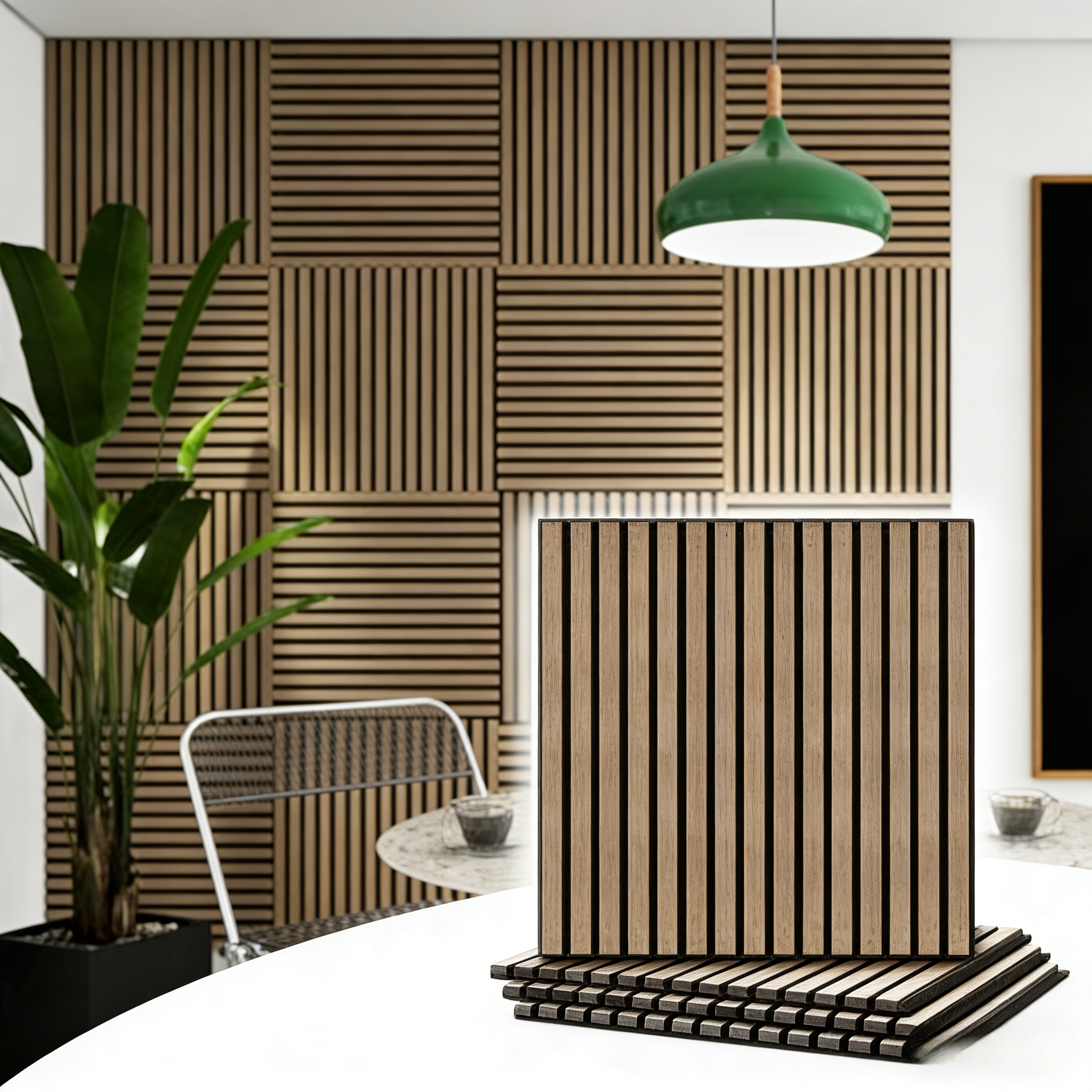 XW66 XW126 Premium Soundproof Wall Panels 4pieces –  Premium Acoustic Slat Wood Wall Panel for Home Theater, Studio & Office Acoustics-Decorative 3D Sound Proof Panels with Natural Wooden Wall Slats Design