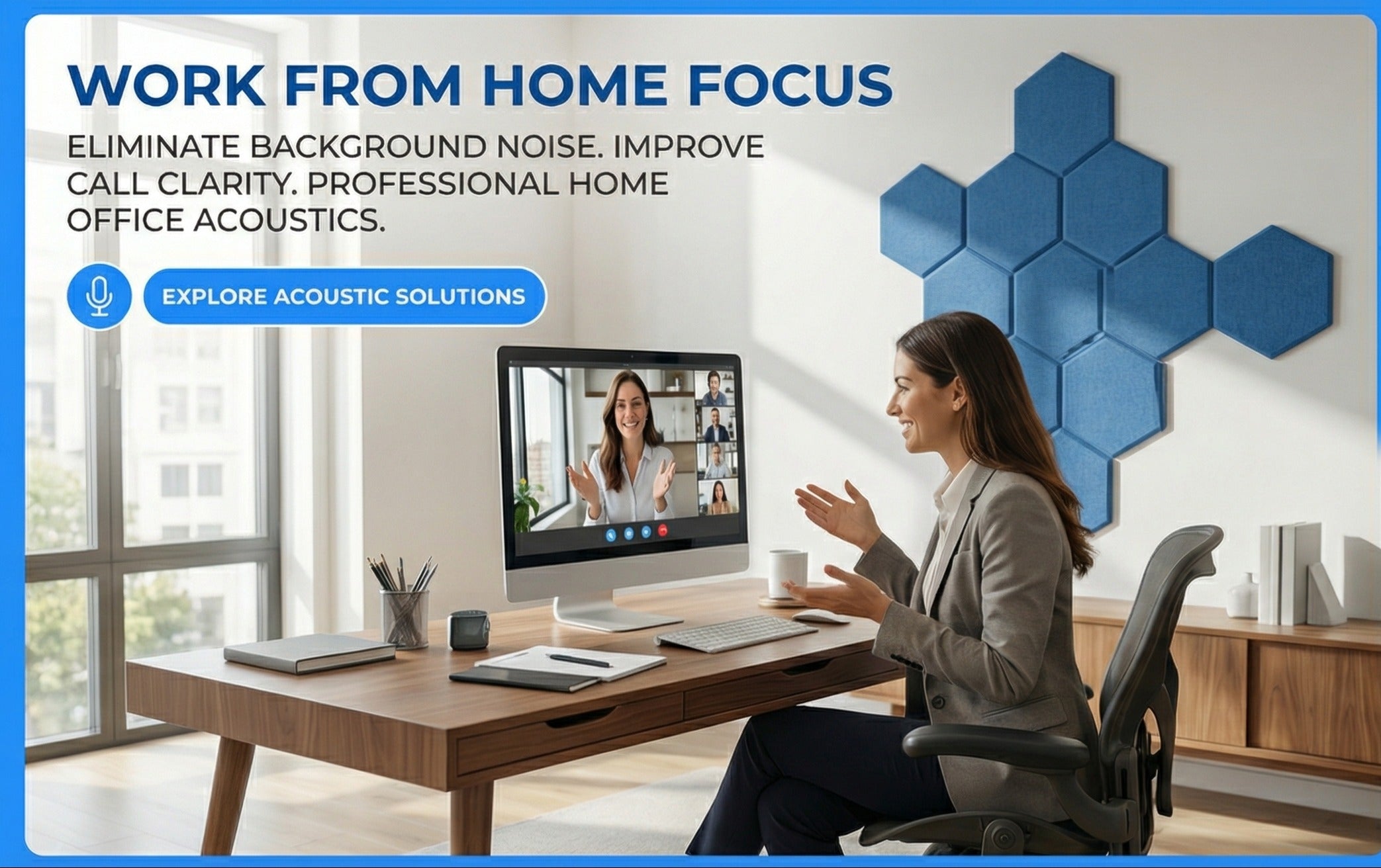 XA9 Premium Acoustic Panels for Walls – Hexagon Sound Absorbing Panels, Peel and Stick Polyester Fiber Acoustical Wall Panels for Noise Dampening in Room