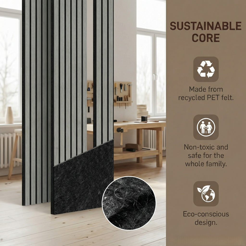 XW242 Premium Soundproof Wall Panels 6pieces –  Premium Acoustic Slat Wood Wall Panel for Home Theater, Studio & Office Acoustics
