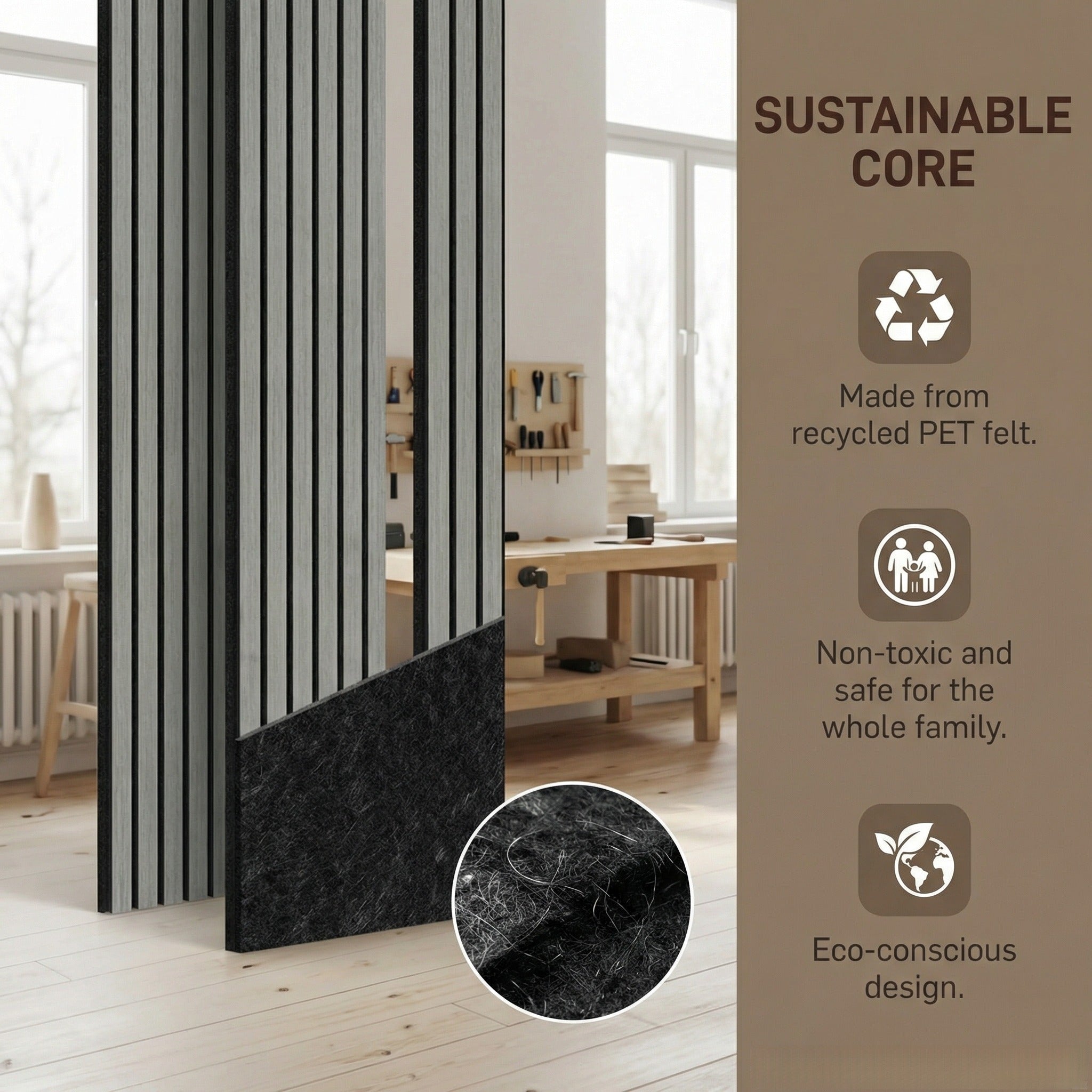 XW242 Premium Soundproof Wall Panels 6pieces –  Premium Acoustic Slat Wood Wall Panel for Home Theater, Studio & Office Acoustics