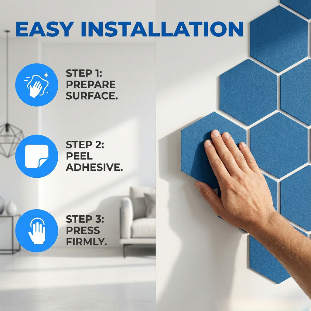 XA9 Premium Acoustic Panels for Walls – Hexagon Sound Absorbing Panels, Peel and Stick Polyester Fiber Acoustical Wall Panels for Noise Dampening in Room