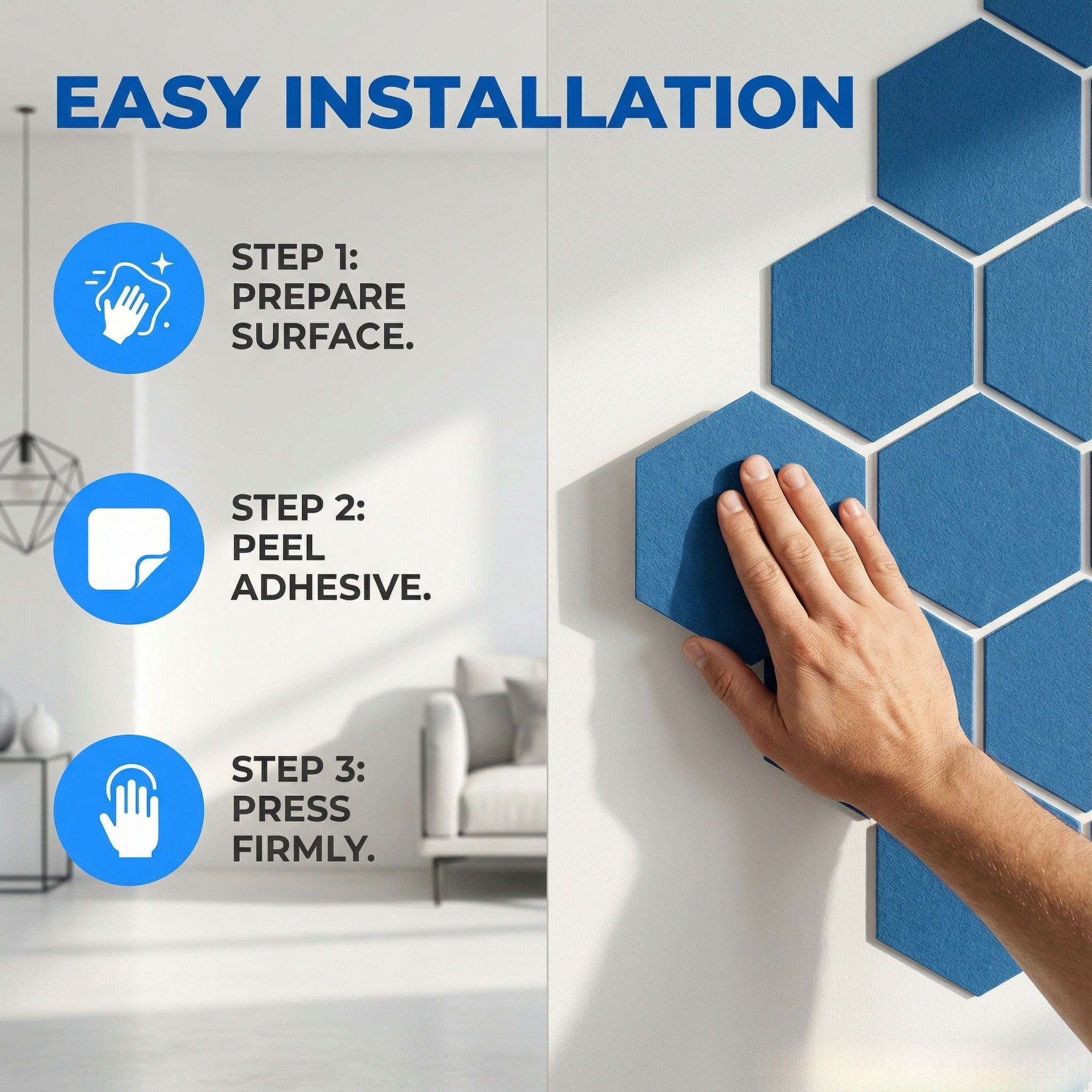 XA9 Premium Acoustic Panels for Walls – Hexagon Sound Absorbing Panels, Peel and Stick Polyester Fiber Acoustical Wall Panels for Noise Dampening in Room