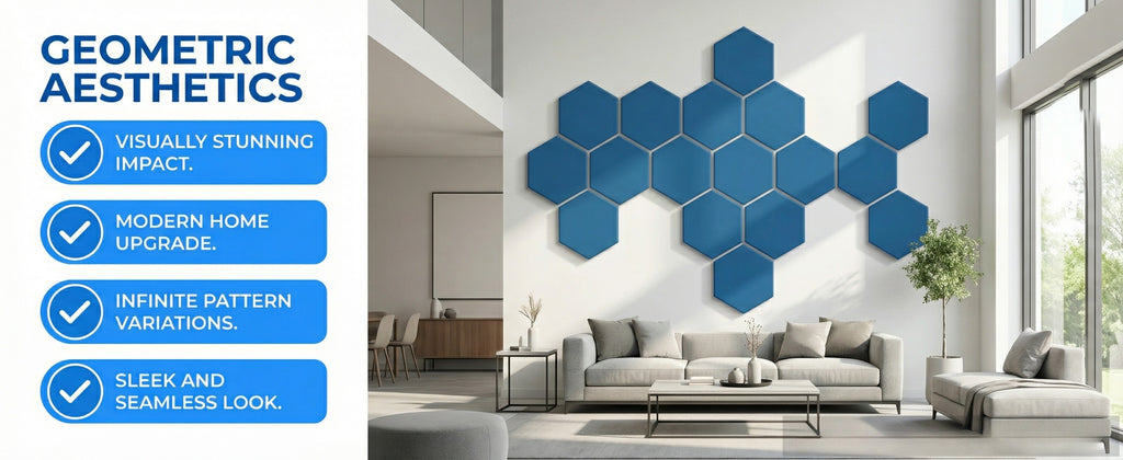 XA9 Premium Acoustic Panels for Walls – Hexagon Sound Absorbing Panels, Peel and Stick Polyester Fiber Acoustical Wall Panels for Noise Dampening in Room