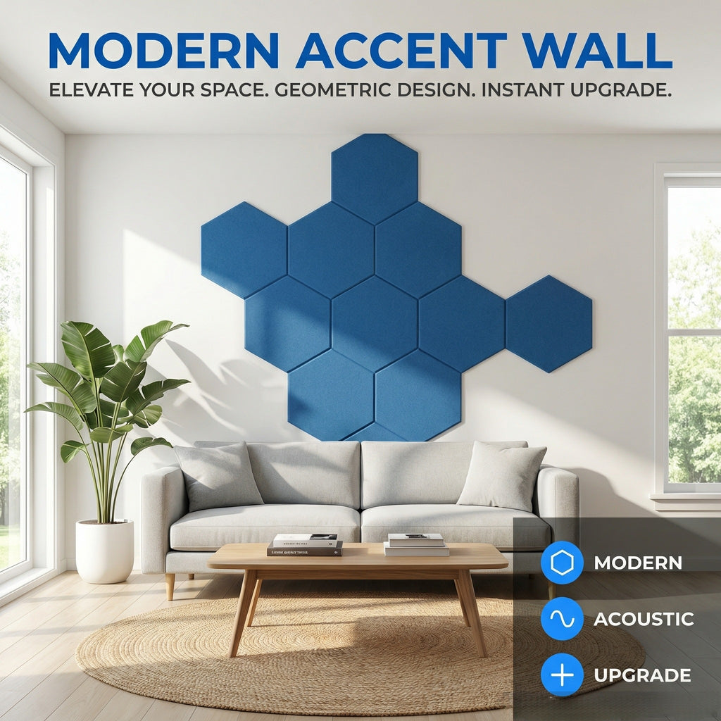 XA9 Premium Acoustic Panels for Walls – Hexagon Sound Absorbing Panels, Peel and Stick Polyester Fiber Acoustical Wall Panels for Noise Dampening in Room