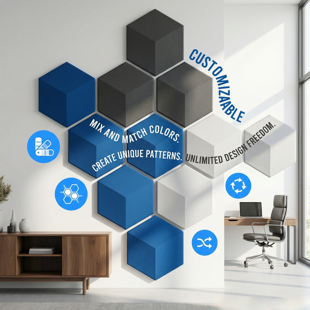XA9 Premium Acoustic Panels for Walls – Hexagon Sound Absorbing Panels, Peel and Stick Polyester Fiber Acoustical Wall Panels for Noise Dampening in Room